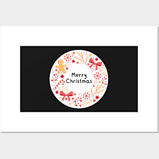 Merry Christmas Round Sticker 15 Posters and Art